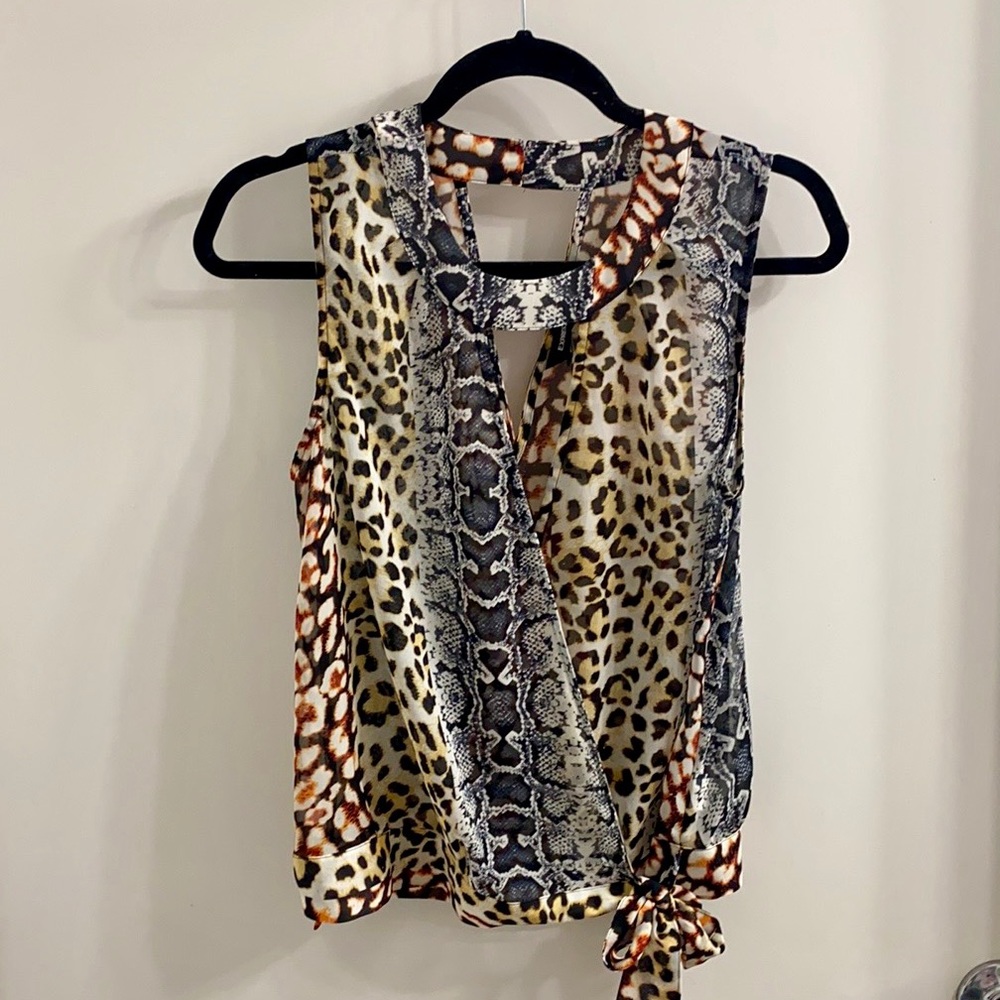Express animal print wrap blouse
